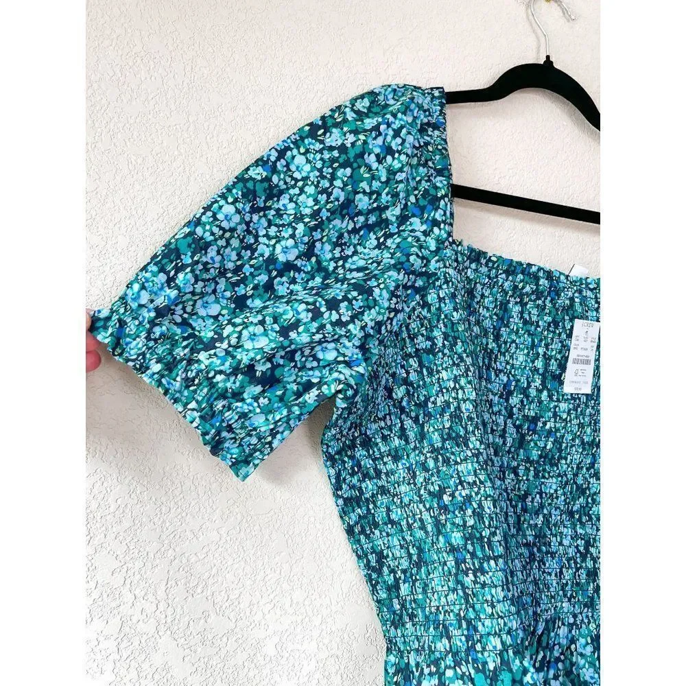 NWT! J. Crew Cotton Poplin Smocked Top Floral, Size 2X